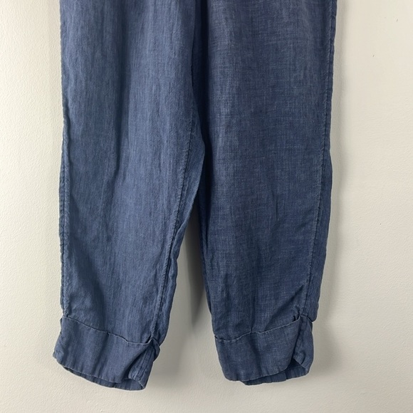 Sigrid Olsen Blue 100% Linen Cropped Rolled Cuffed Pants Womens Size M - Picture 5 of 9